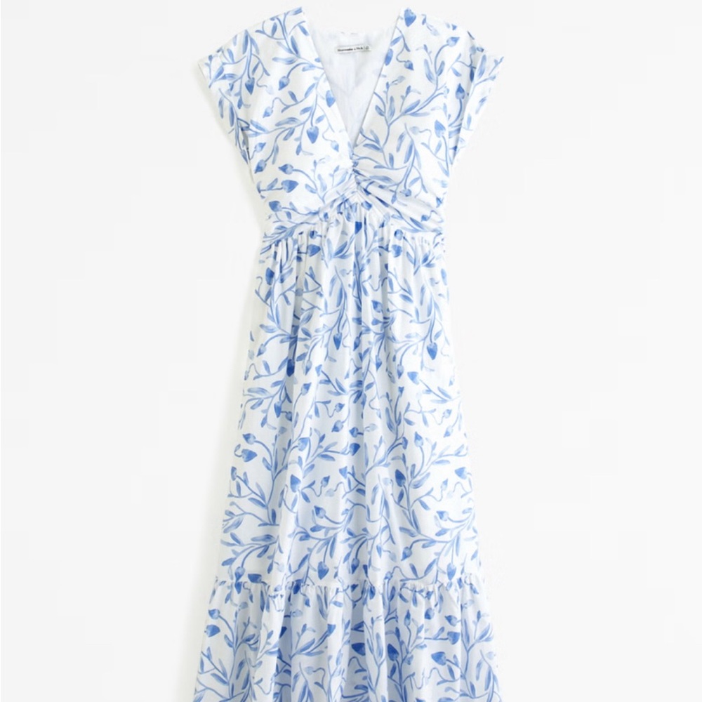 Abercrombie Clinch-front poplin midi dress
